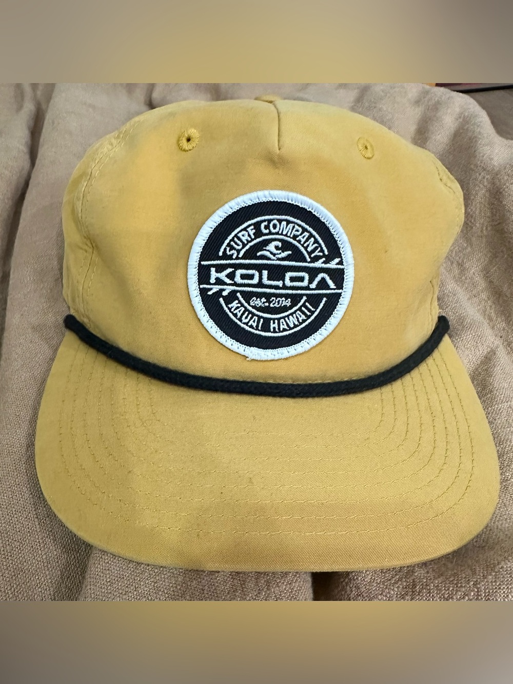 Koloa Surf Company Kauai Hawaii Mustard Yellow Rope Hat Unisex